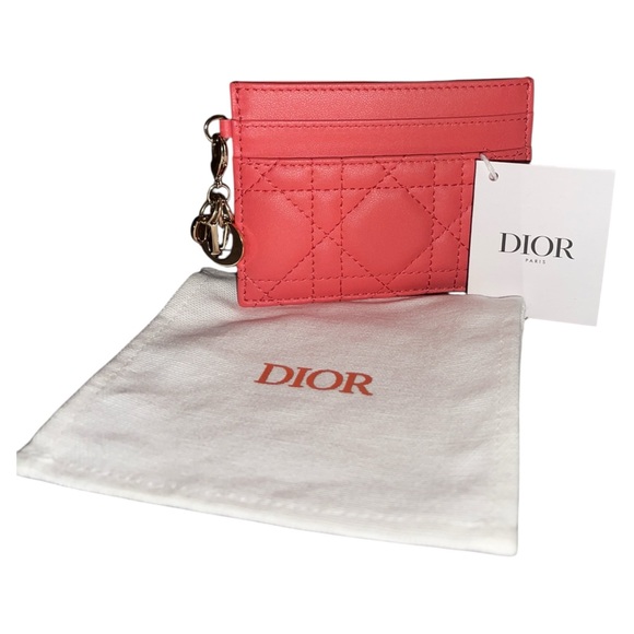 LADY DIOR LAMBSKIN FREESIA CANNAGE CARD HOLDER - Picture 5 of 8